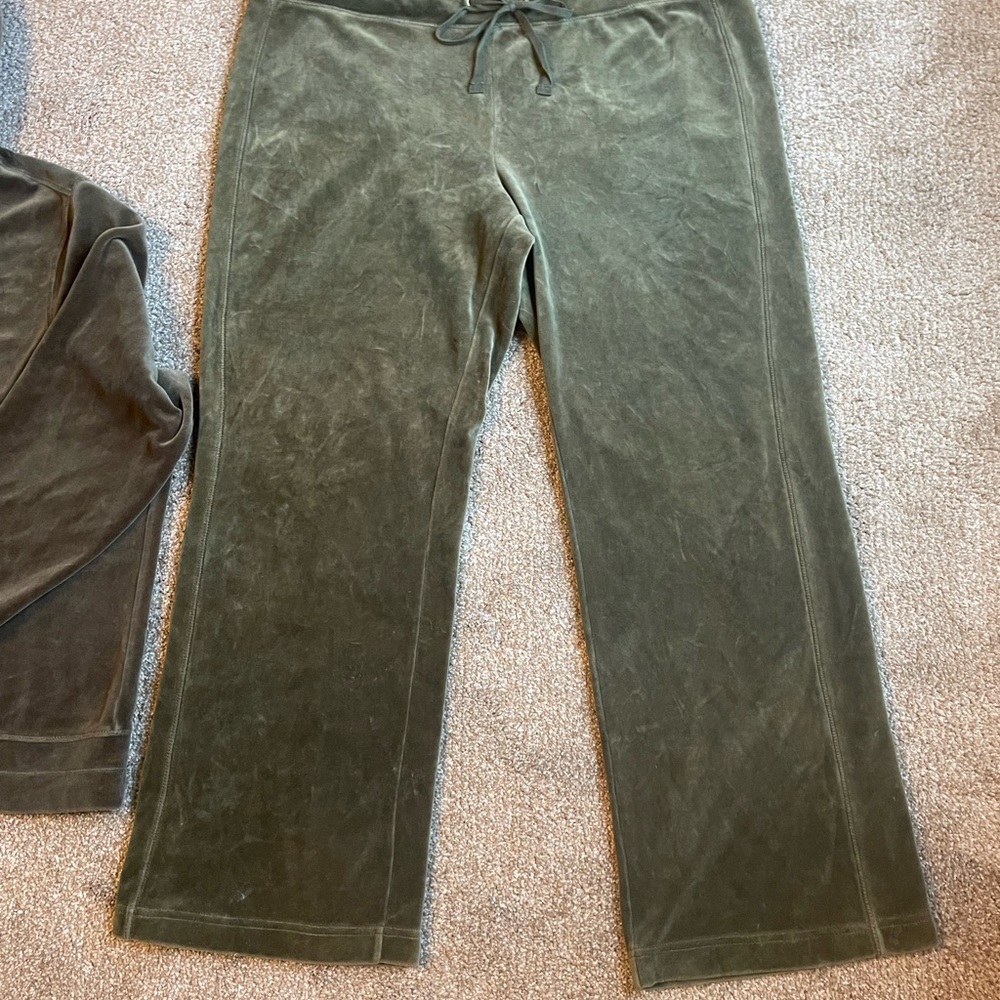 Green Velour Zip Up Hoodie and Pants Set Hoodie 3X Pants XXL Lounge Wear - Picture 7 of 16